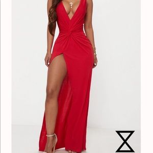 SOLD Shape Red Slinky Wrap Detail Maxi